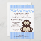 5x7 Boy Blue Pop Monkey Baby shower Uitnodiging (Voorkant / Achterkant)