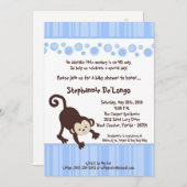 5x7 Boy Blue Pop Monkey Baby shower Uitnodiging (Voorkant / Achterkant)