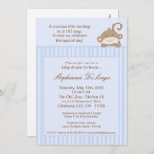 5x7 Boy Blue Stripe Monkey Baby shower Uitnodiging (Voorkant / Achterkant)