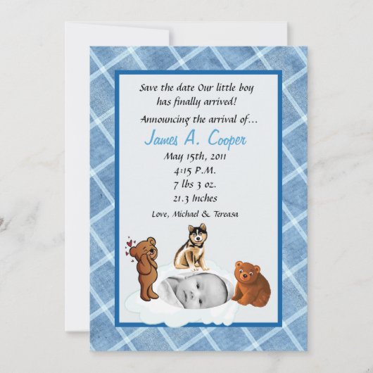 5x7 Boy Cloud PHOTO over de aankondiging van de ge (Voorkant)