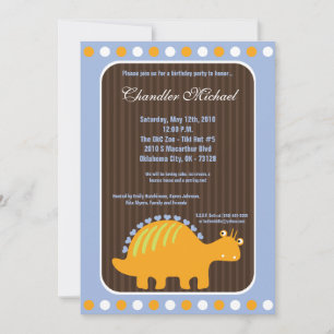 5x7 Boy Dinosaur Dino Birthday Party Invitation Kaart
