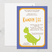 5x7 Boy Dinosaur Dino Birthday Uitnodiging (Voorkant / Achterkant)