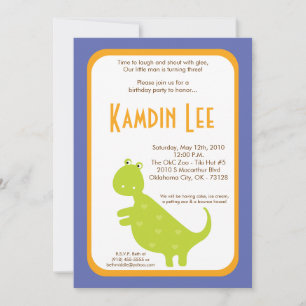5x7 Boy Dinosaur Dino Birthday Uitnodiging