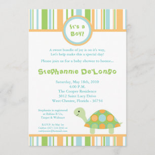 5x7 Boy Ocean Zee Turtle Baby shower Invitation Kaart