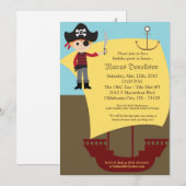 5x7 Boy Pirate Ship Birthday Party Invitation Kaart (Voorkant / Achterkant)
