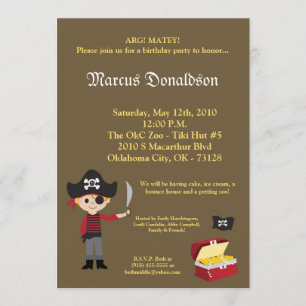 5x7 Boy Pirate Treasure Birthday Party Invitation Kaart