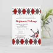 5x7 Boy Punk Rocker Guitar Baby shower Uitnodiging (Staand voorkant)