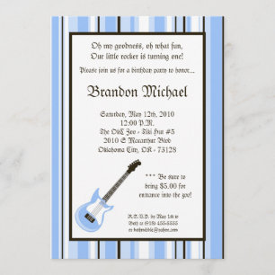 5x7 Boy Rocker Guitar Birthday Party Invitation Kaart