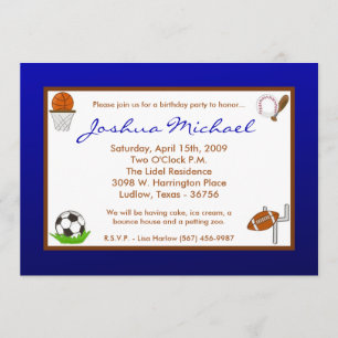 5x7 Boy Sports Football Birthday Party Invitation Kaart
