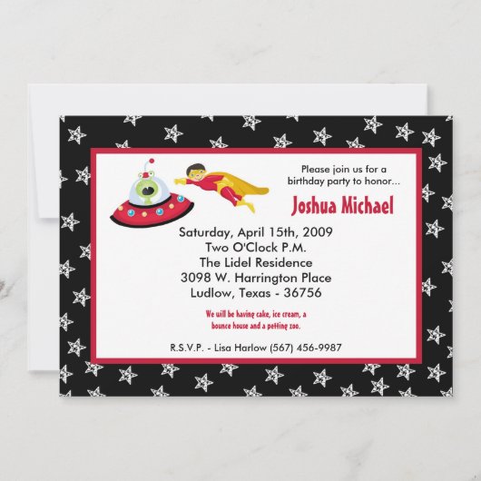 5x7 Boy Super Hero Birthday Party Invitation Kaart (Voorkant)