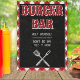 5x7 BQ Birthday Burger Bar Teken voor backyard BBQ Poster