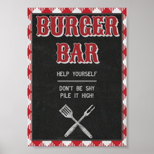 5x7 BQ Birthday Burger Bar Teken voor backyard BBQ Poster (Voorkant)