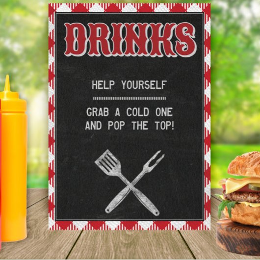 5x7 BQ Birthday Drink Table Sign Poster