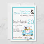 5x7 bruid bruidegom auto blikjes bruiloft uitnodig kaart (Voorkant)