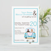 5x7 bruid bruidegom auto blikjes bruiloft uitnodig kaart (Staand voorkant)