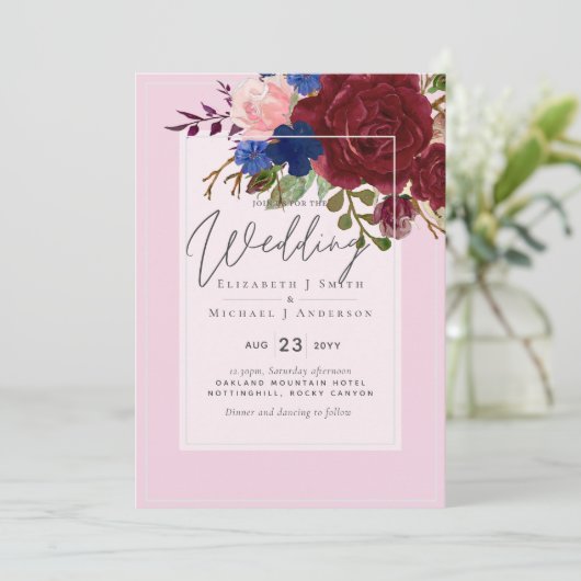 5x7 Bruidsboeket Droom Blauwe Roze Huwelijk Budget (Staand voorkant)