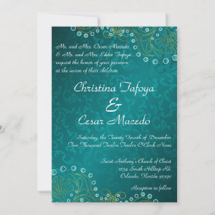 5x7 bruiloft uitnodiging Arabisch Blauwgroen Indië