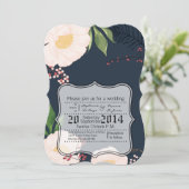 5x7 bruiloft uitnodiging Baby roze kosmos op marin (Staand voorkant)