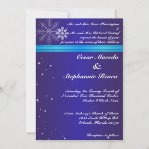 5x7 bruiloft uitnodiging blauw wit sneeuw vlokken