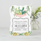 5x7 bruiloft uitnodiging Bohemian Cactus vetplante (Staand voorkant)