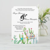5x7 bruiloft uitnodiging Boho Llama Bohemian Cacti (Staand voorkant)