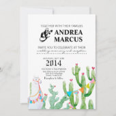 5x7 bruiloft uitnodiging Boho Llama Bohemian Cacti (Voorkant)