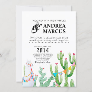 5x7 bruiloft uitnodiging Boho Llama Bohemian Cacti