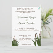 5x7 bruiloft uitnodiging Cattail/Dragonfly in kleu (Staand voorkant)