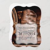 5x7 bruiloft uitnodiging cowboy laarzen schuur hou (Voorkant / Achterkant)