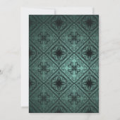 5x7 bruiloft uitnodiging Damask Blauwgroen paar (Achterkant)