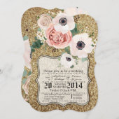 5x7 bruiloft uitnodiging geometrisch Roos gouden g (Voorkant / Achterkant)