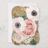 5x7 bruiloft uitnodiging geometrisch Roos gouden g (Achterkant)