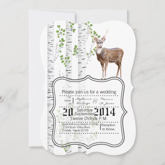5x7 bruiloft uitnodiging Herten Doe Buck Woodland (Voorkant)