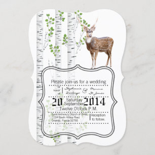 5x7 bruiloft uitnodiging Herten Doe Buck Woodland 