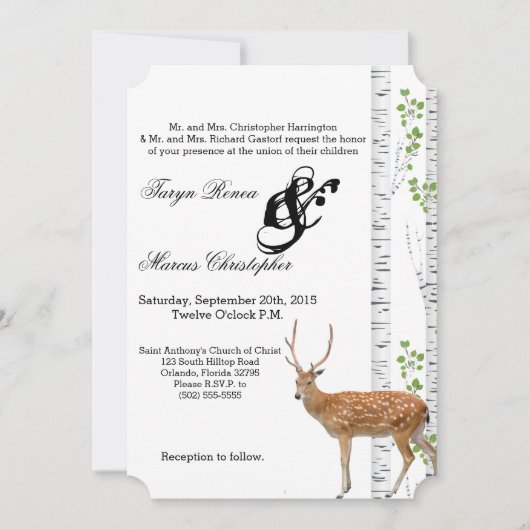 5x7 bruiloft uitnodiging Herten Doe Buck Woodland (Voorkant)