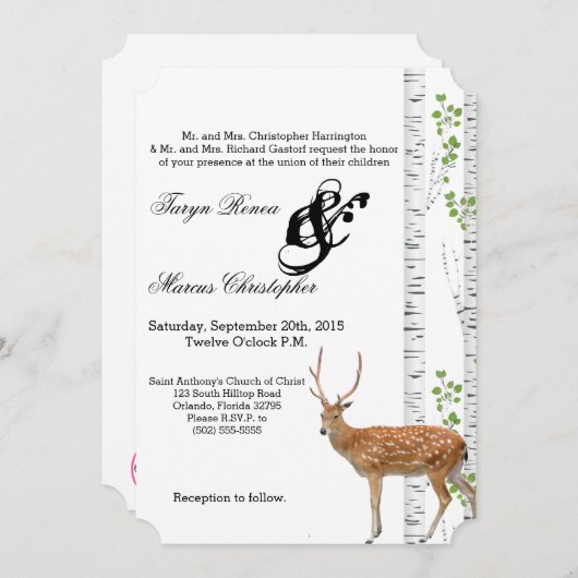 5x7 bruiloft uitnodiging Herten Doe Buck Woodland  (Voorkant / Achterkant)