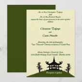 5x7 bruiloft uitnodiging japans groen heuvel top (Voorkant / Achterkant)