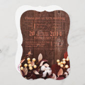 5x7 bruiloft uitnodiging katoenen tak op donker ho (Voorkant / Achterkant)