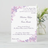 5x7 bruiloft uitnodiging Paarse Hydrangea Bloemen (Staand voorkant)