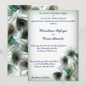 5x7 bruiloft uitnodiging pauwenveren blauw/groen (Voorkant / Achterkant)