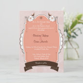 5x7 bruiloft uitnodiging roze/bruin bloemige liefd (Staand voorkant)