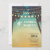 5x7 bruiloft uitnodiging strand zonsondergang palm (Voorkant)