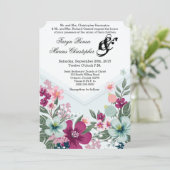 5x7 bruiloft uitnodiging tropische bloemen op blau (Staand voorkant)