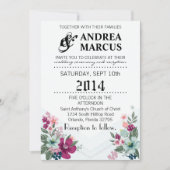 5x7 bruiloft uitnodiging tropische bloemen op blau (Voorkant)