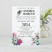 5x7 bruiloft uitnodiging tropische bloemen op blau (Staand voorkant)