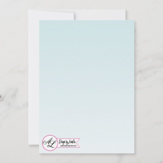 5x7 bruiloft uitnodiging tropische bloemen op blau (Achterkant)