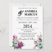 5x7 bruiloft uitnodiging Tropische bloemen op wit (Voorkant)