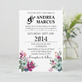 5x7 bruiloft uitnodiging Tropische bloemen op wit (Staand voorkant)