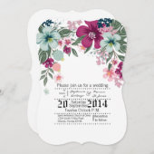 5x7 bruiloft uitnodiging Tropische bloemen op wit (Voorkant / Achterkant)