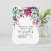 5x7 bruiloft uitnodiging Tropische bloemen op wit (Staand voorkant)